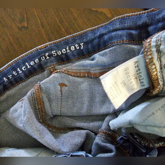 ARTICLES of SOCIETY AOS LA Skinny Blue Denim Jeans Leggins Size 25 - Picture 5 of 7